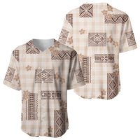 Hawaiian Quilt Tapa On Beige Palaka Motifs Baseball Jersey LT7 - Polynesian Pride