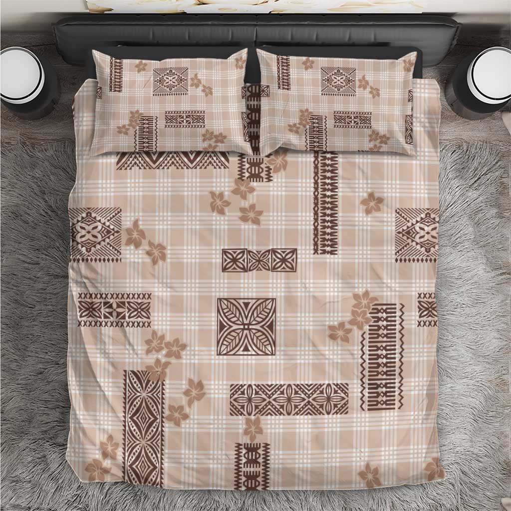 Hawaiian Quilt Tapa On Beige Palaka Motifs Bedding Set LT7 Beige - Polynesian Pride