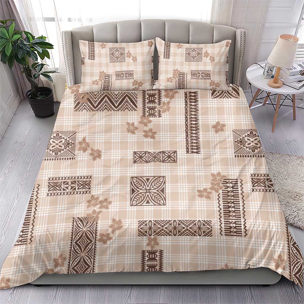 Hawaiian Quilt Tapa On Beige Palaka Motifs Bedding Set LT7 - Polynesian Pride