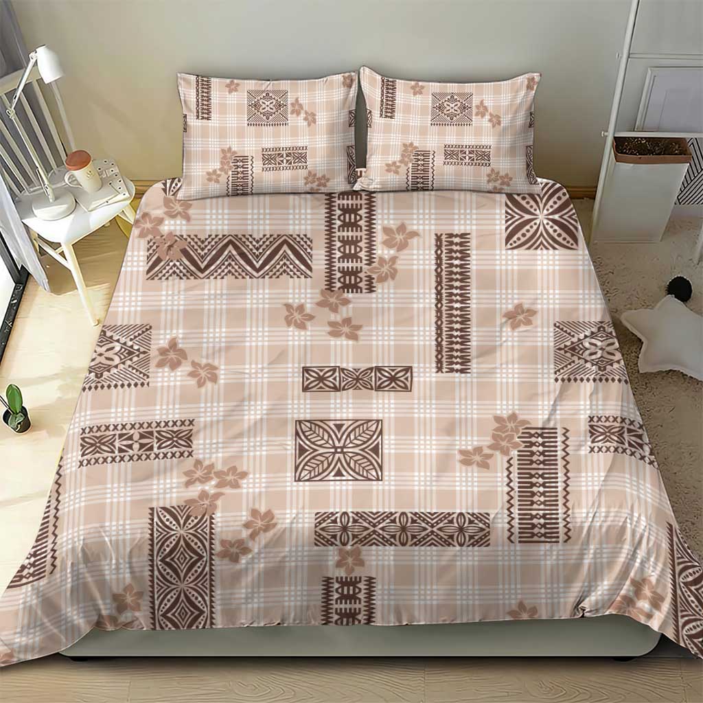Hawaiian Quilt Tapa On Beige Palaka Motifs Bedding Set LT7 - Polynesian Pride