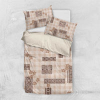 Hawaiian Quilt Tapa On Beige Palaka Motifs Bedding Set LT7 US Twin 172cm x 218cm Beige - Polynesian Pride
