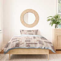 Hawaiian Quilt Tapa On Beige Palaka Motifs Bedding Set LT7 - Polynesian Pride