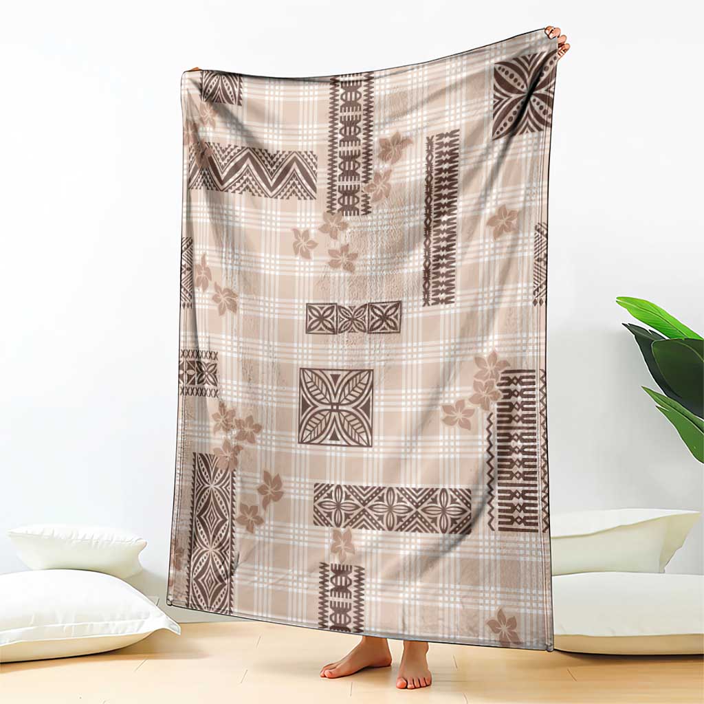 Hawaiian Quilt Tapa On Beige Palaka Motifs Blanket LT7 - Polynesian Pride