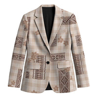 Hawaiian Quilt Tapa On Beige Palaka Motifs Blazer LT7 Unisex Beige - Polynesian Pride