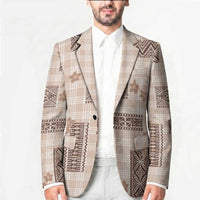 Hawaiian Quilt Tapa On Beige Palaka Motifs Blazer LT7 - Polynesian Pride