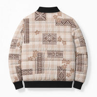 Hawaiian Quilt Tapa On Beige Palaka Motifs Bomber Puffer Jacket LT7 - Polynesian Pride