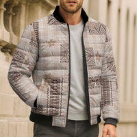 Hawaiian Quilt Tapa On Beige Palaka Motifs Bomber Puffer Jacket LT7 - Polynesian Pride