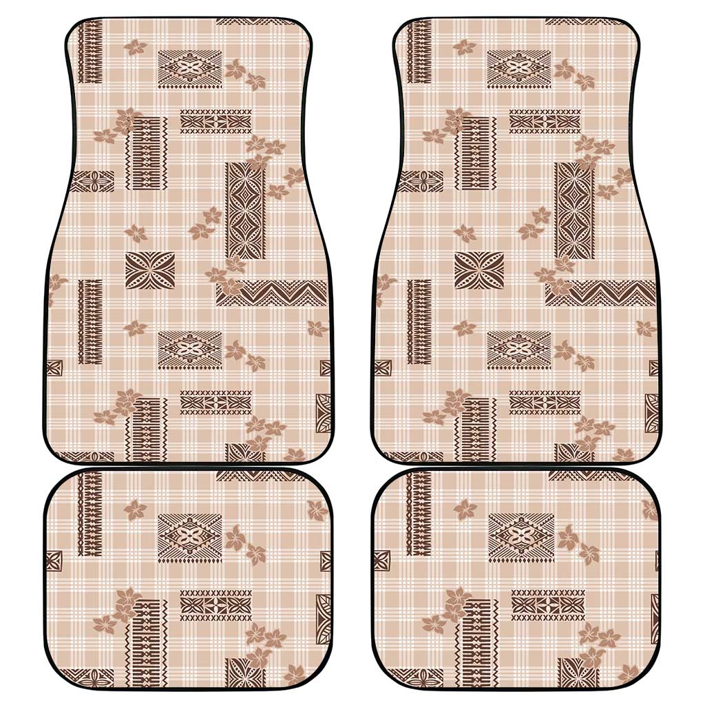 Hawaiian Quilt Tapa On Beige Palaka Motifs Car Mats LT7 - Polynesian Pride