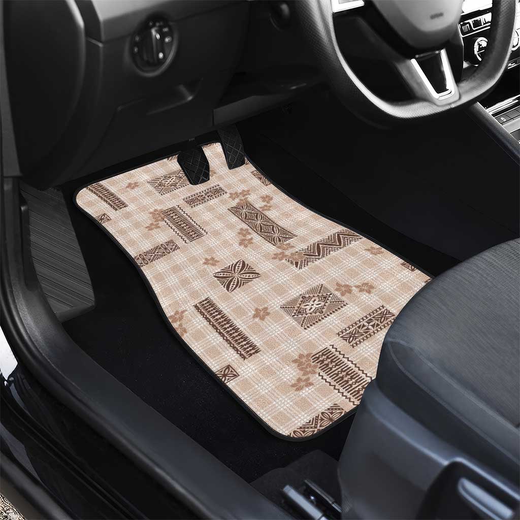 Hawaiian Quilt Tapa On Beige Palaka Motifs Car Mats LT7 - Polynesian Pride
