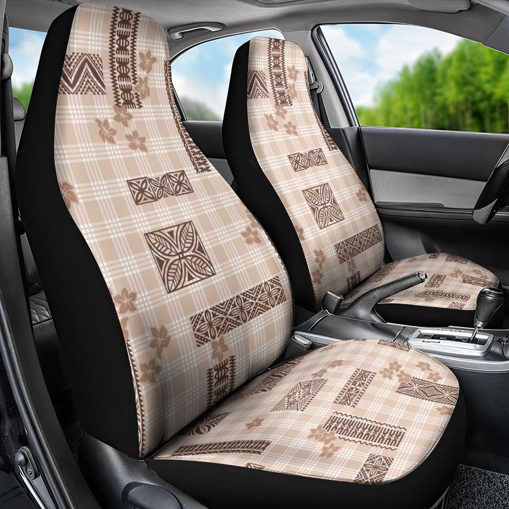 Hawaiian Quilt Tapa On Beige Palaka Motifs Car Seat Cover LT7 - Polynesian Pride