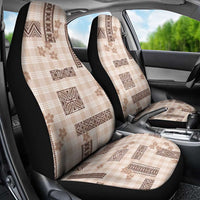 Hawaiian Quilt Tapa On Beige Palaka Motifs Car Seat Cover LT7 - Polynesian Pride