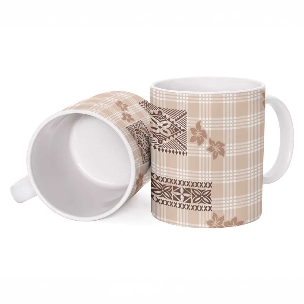 Hawaiian Quilt Tapa On Beige Palaka Motifs Ceramic Mug LT7 - Polynesian Pride