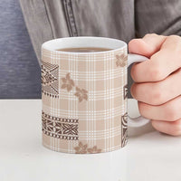 Hawaiian Quilt Tapa On Beige Palaka Motifs Ceramic Mug LT7 - Polynesian Pride