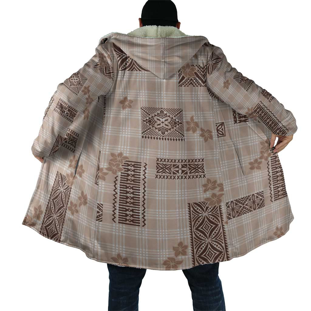 Hawaiian Quilt Tapa On Beige Palaka Motifs Cloak LT7 - Polynesian Pride