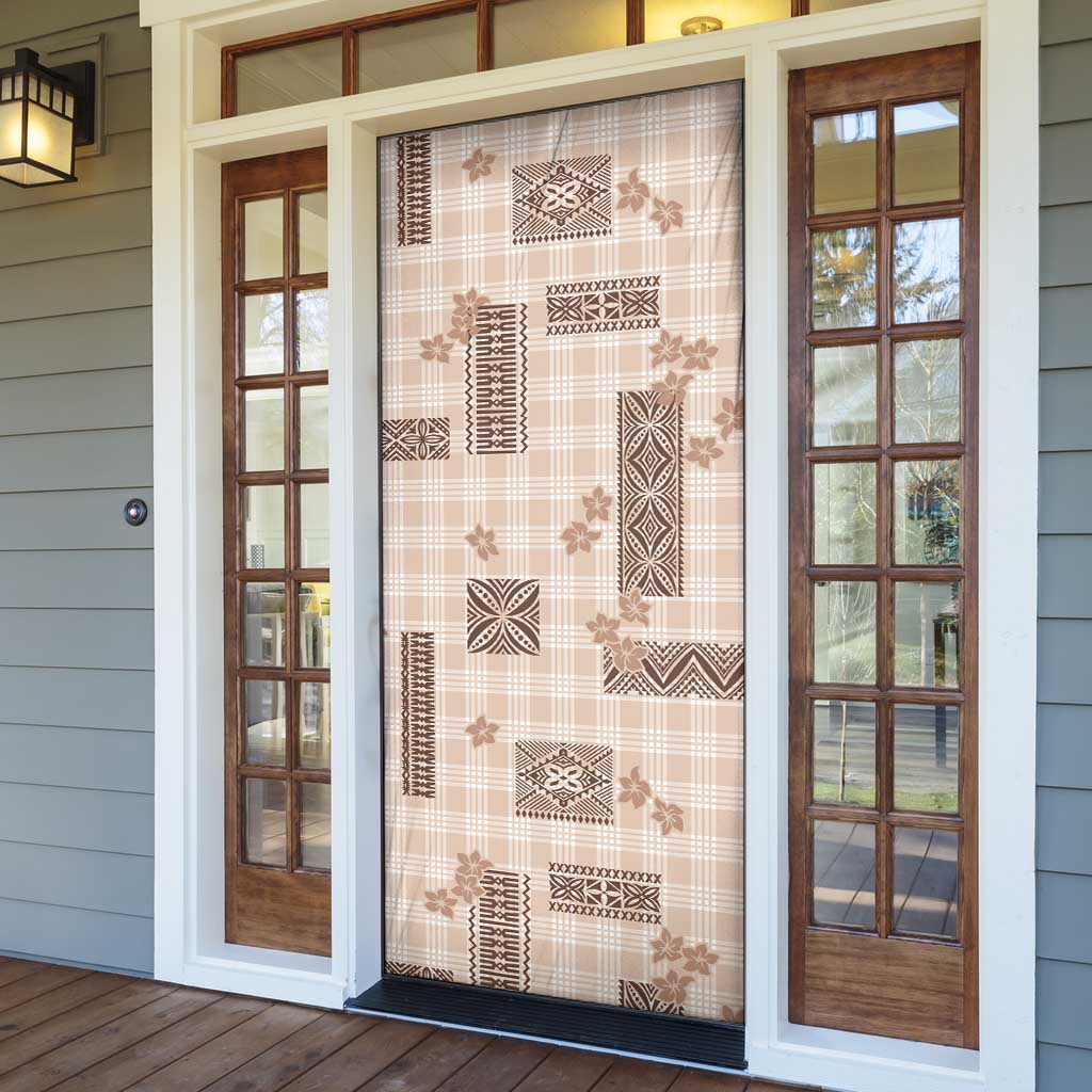 Hawaiian Quilt Tapa On Beige Palaka Motifs Door Cover LT7 - Polynesian Pride