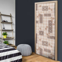 Hawaiian Quilt Tapa On Beige Palaka Motifs Door Cover LT7 - Polynesian Pride