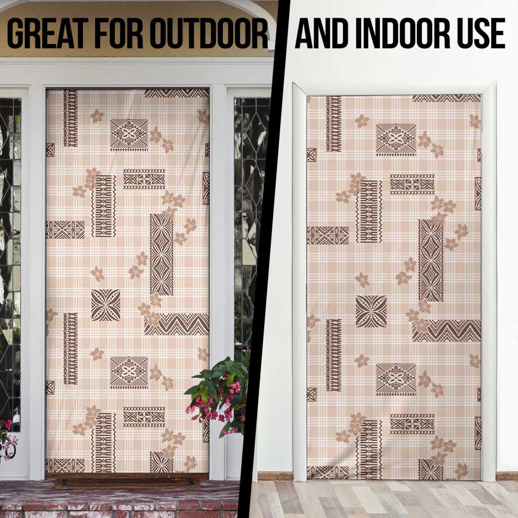 Hawaiian Quilt Tapa On Beige Palaka Motifs Door Cover LT7 - Polynesian Pride