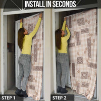 Hawaiian Quilt Tapa On Beige Palaka Motifs Door Cover LT7 - Polynesian Pride