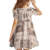 Hawaiian Quilt Tapa On Beige Palaka Motifs Family Matching Long Sleeve Bodycon Dress and Hawaiian Shirt
