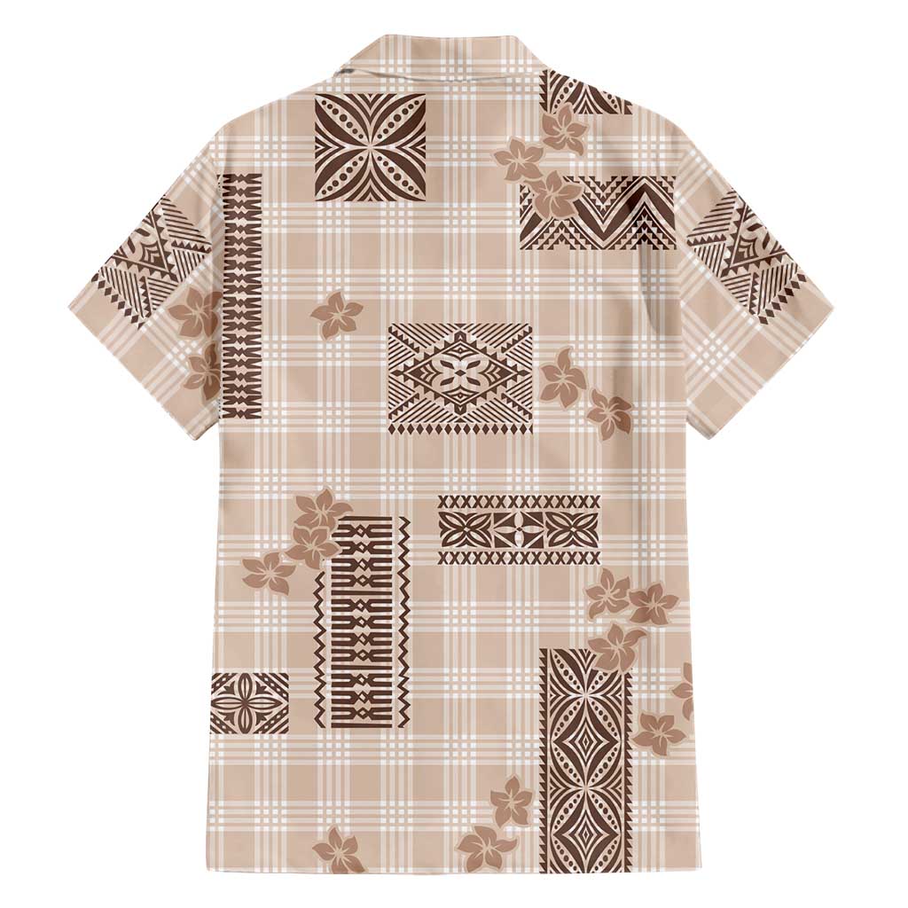 Hawaiian Quilt Tapa On Beige Palaka Motifs Family Matching Mermaid Dress and Hawaiian Shirt