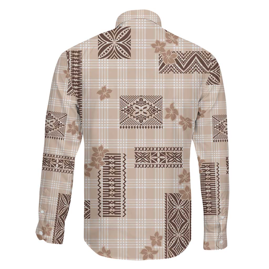 Hawaiian Quilt Tapa On Beige Palaka Motifs Family Matching Mermaid Dress and Hawaiian Shirt