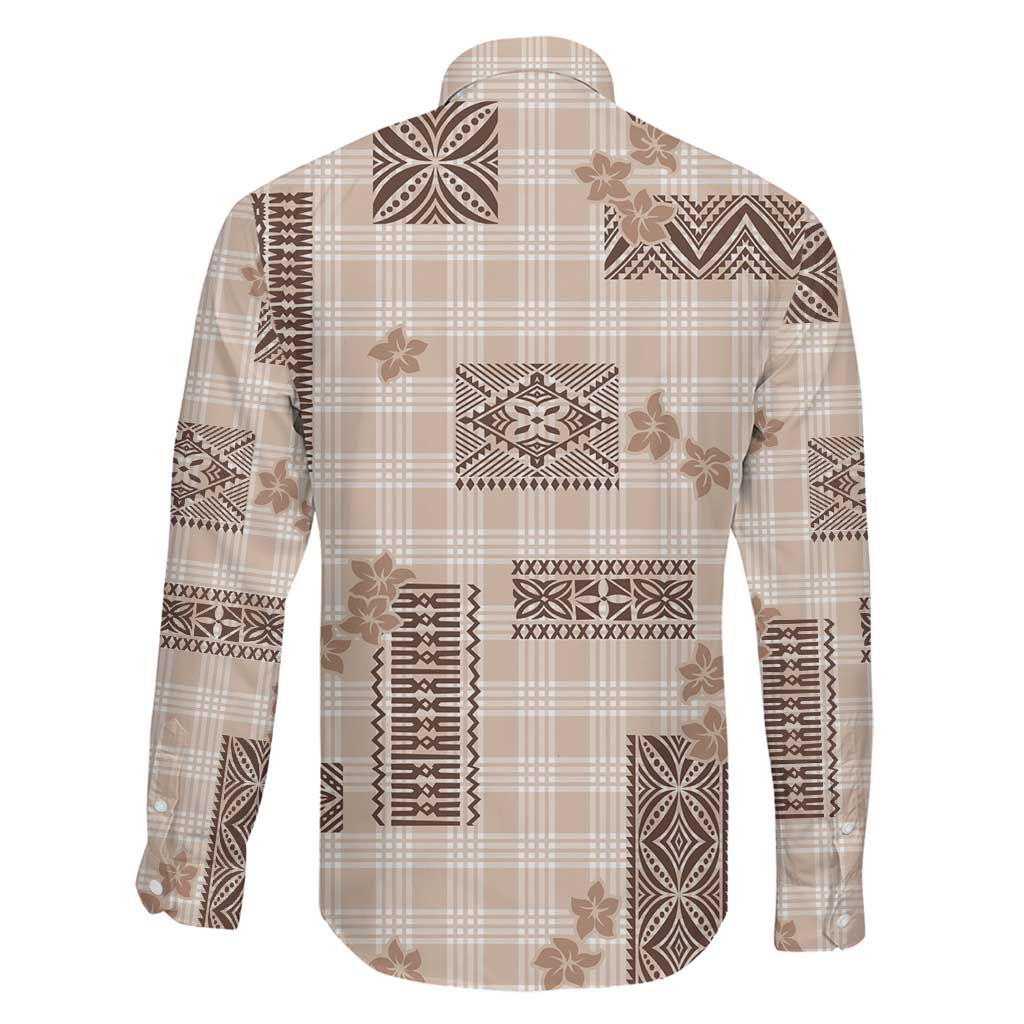 Hawaiian Quilt Tapa On Beige Palaka Motifs Family Matching Short Sleeve Bodycon Dress and Hawaiian Shirt