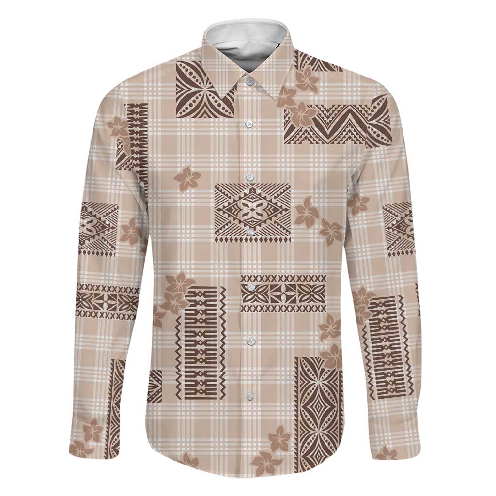 Hawaiian Quilt Tapa On Beige Palaka Motifs Family Matching Summer Maxi Dress and Hawaiian Shirt