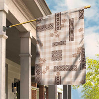 Hawaiian Quilt Tapa On Beige Palaka Motifs Garden Flag LT7 House Flag Beige - Polynesian Pride