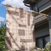 Hawaiian Quilt Tapa On Beige Palaka Motifs Garden Flag LT7 - Polynesian Pride