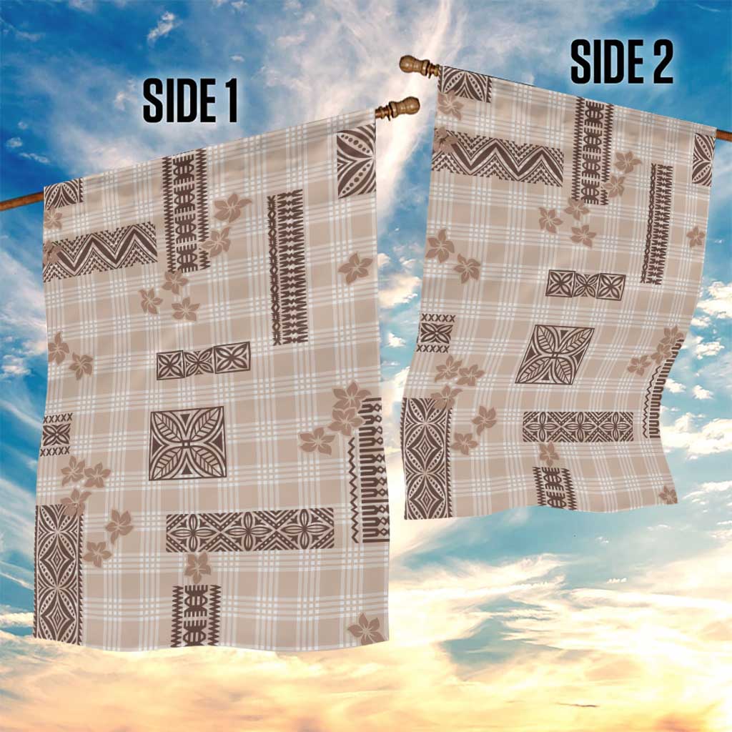 Hawaiian Quilt Tapa On Beige Palaka Motifs Garden Flag LT7 - Polynesian Pride