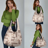 Hawaiian Quilt Tapa On Beige Palaka Motifs Grocery Bag