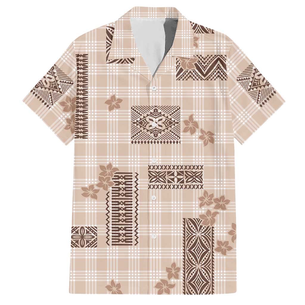 Hawaiian Quilt Tapa On Beige Palaka Motifs Hawaiian Shirt LT7 Beige - Polynesian Pride