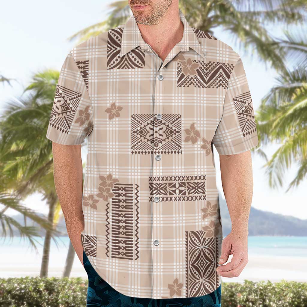 Hawaiian Quilt Tapa On Beige Palaka Motifs Hawaiian Shirt LT7 - Polynesian Pride