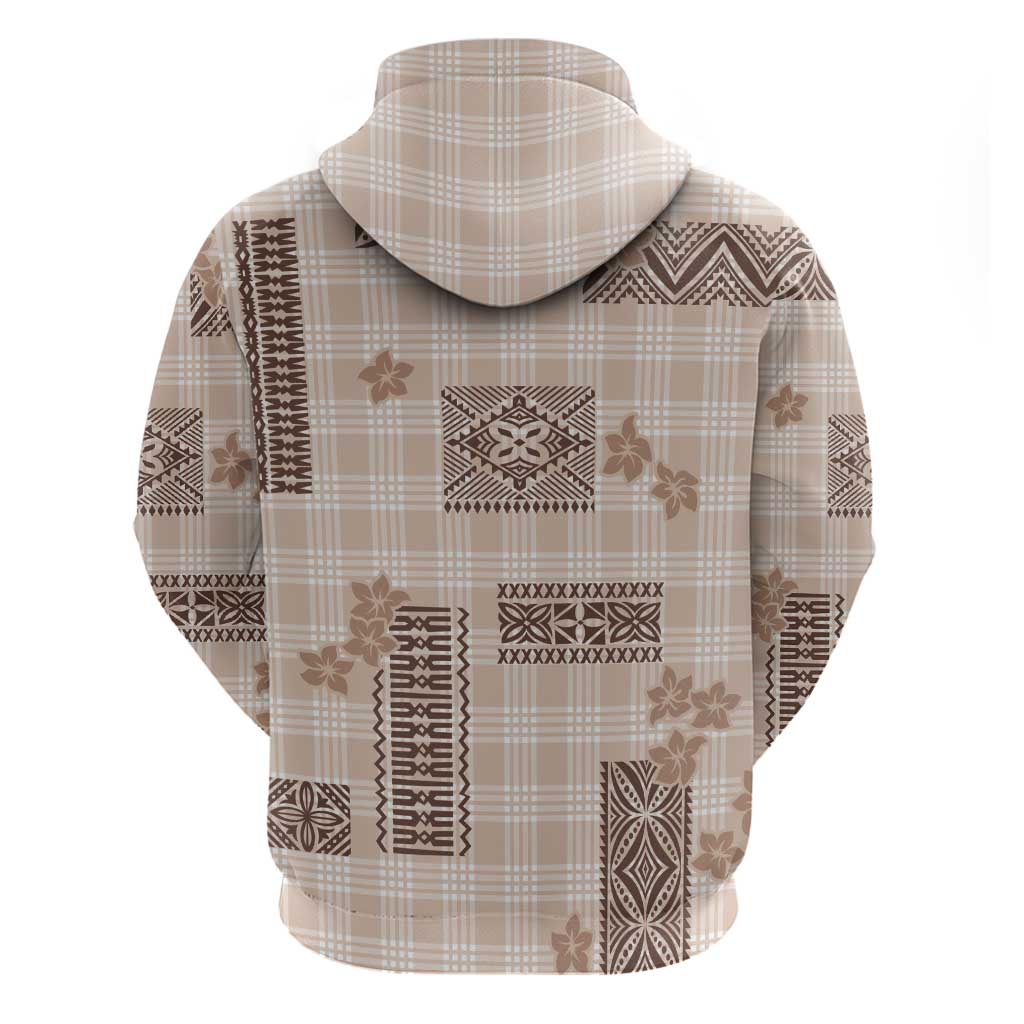 Hawaiian Quilt Tapa On Beige Palaka Motifs Hoodie LT7 - Polynesian Pride