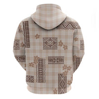 Hawaiian Quilt Tapa On Beige Palaka Motifs Hoodie LT7 - Polynesian Pride