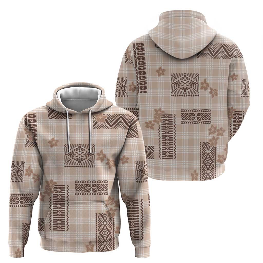 Hawaiian Quilt Tapa On Beige Palaka Motifs Hoodie LT7 - Polynesian Pride