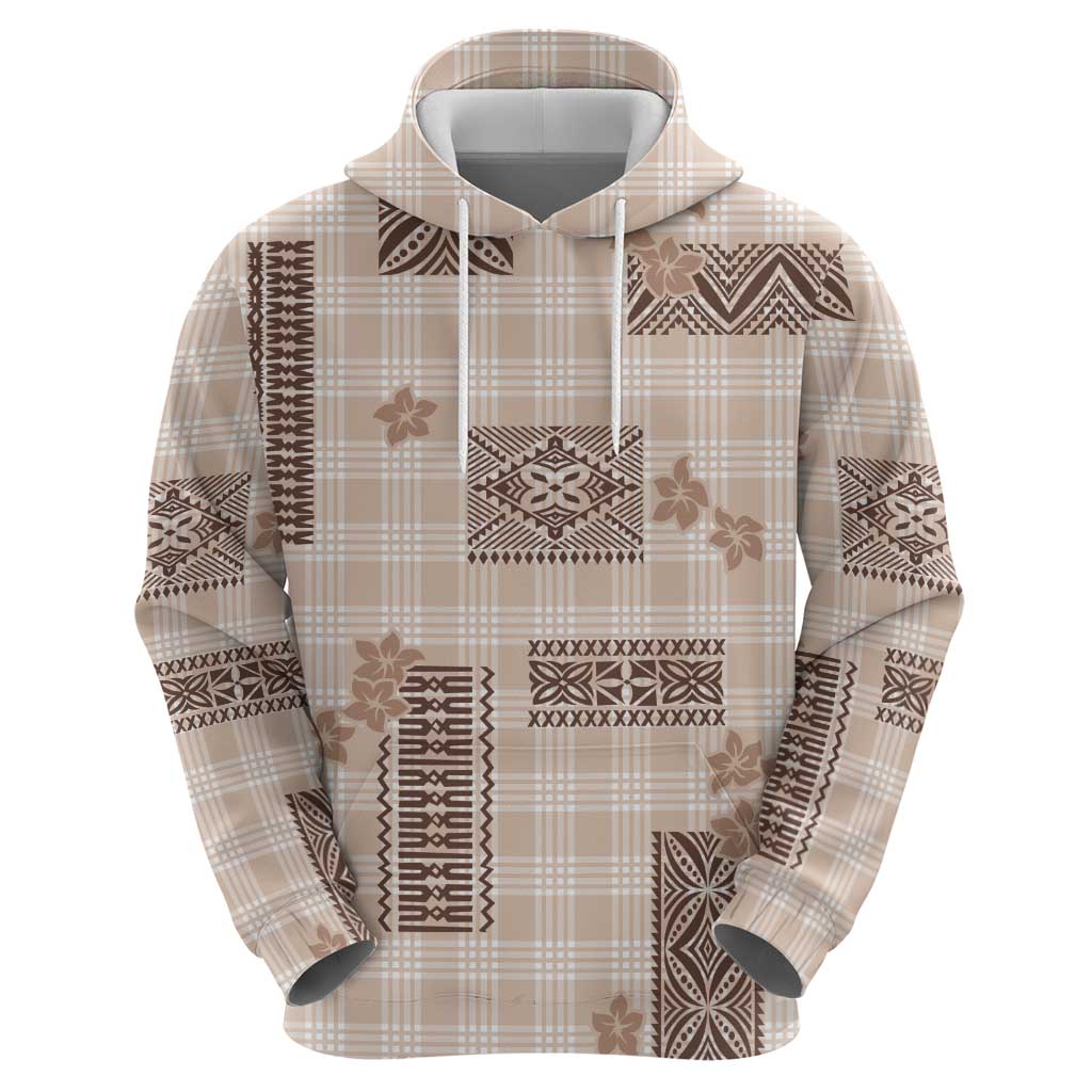 Hawaiian Quilt Tapa On Beige Palaka Motifs Hoodie LT7 - Polynesian Pride