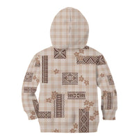 Hawaiian Quilt Tapa On Beige Palaka Motifs Kid Hoodie LT7 - Polynesian Pride