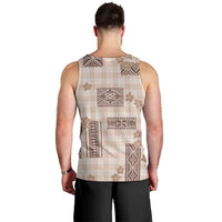 Hawaiian Quilt Tapa On Beige Palaka Motifs Men Tank Top LT7 - Polynesian Pride