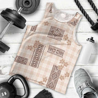 Hawaiian Quilt Tapa On Beige Palaka Motifs Men Tank Top LT7 - Polynesian Pride