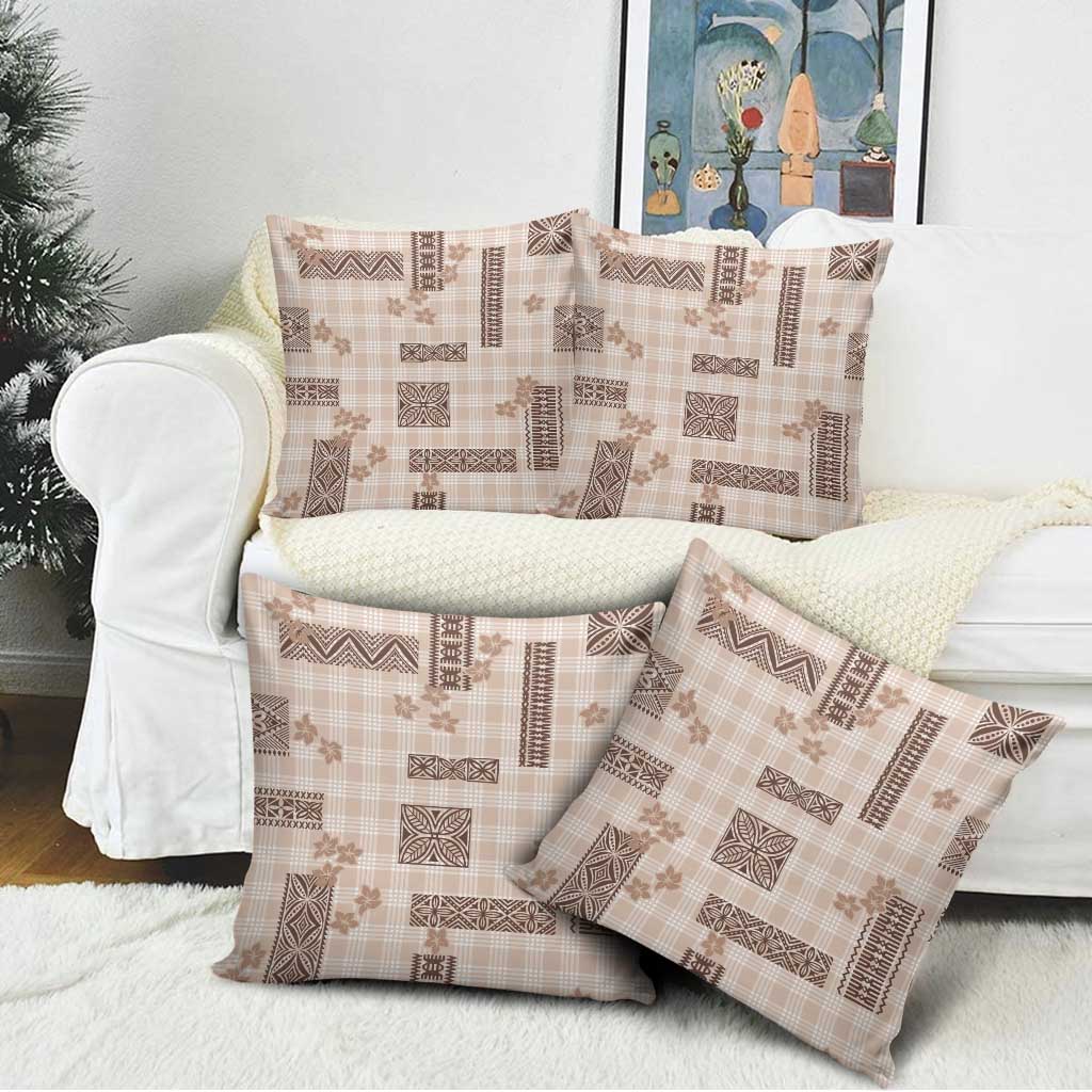 Hawaiian Quilt Tapa On Beige Palaka Motifs Pillow Cover LT7 - Polynesian Pride