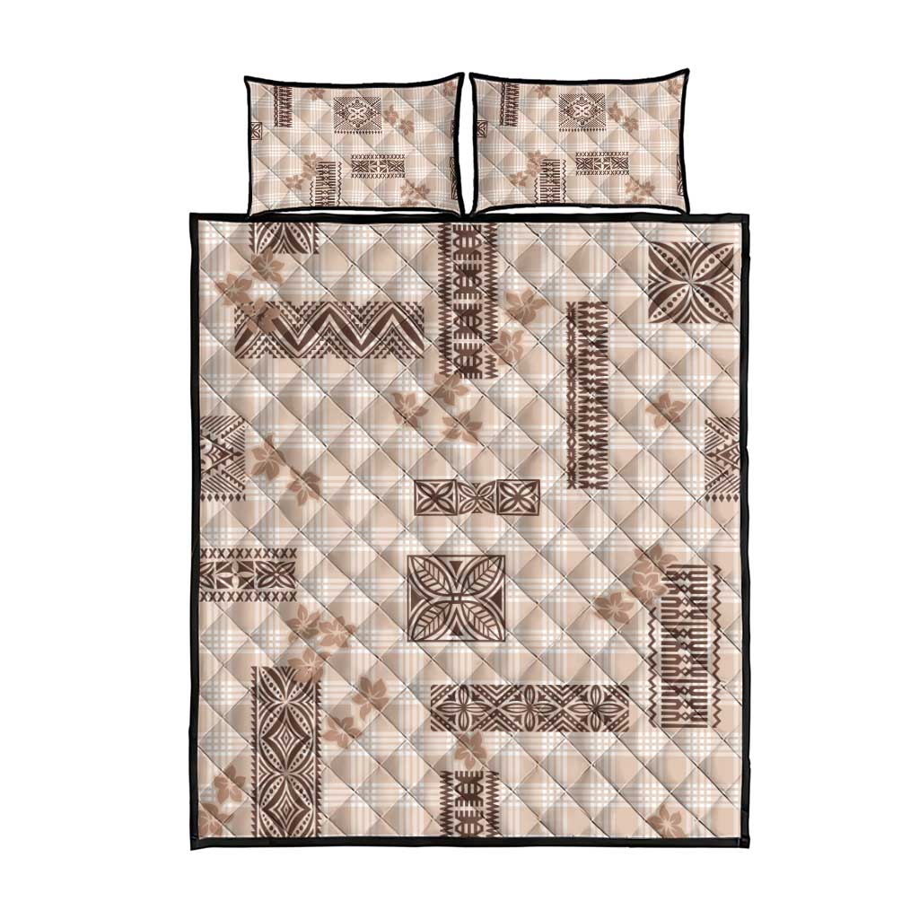 Hawaiian Quilt Tapa On Beige Palaka Motifs Quilt Bed Set LT7 - Polynesian Pride