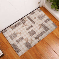 Hawaiian Quilt Tapa On Beige Palaka Motifs Rubber Doormat LT7 - Polynesian Pride