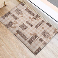Hawaiian Quilt Tapa On Beige Palaka Motifs Rubber Doormat LT7 - Polynesian Pride