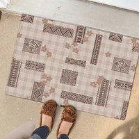 Hawaiian Quilt Tapa On Beige Palaka Motifs Rubber Doormat LT7 - Polynesian Pride