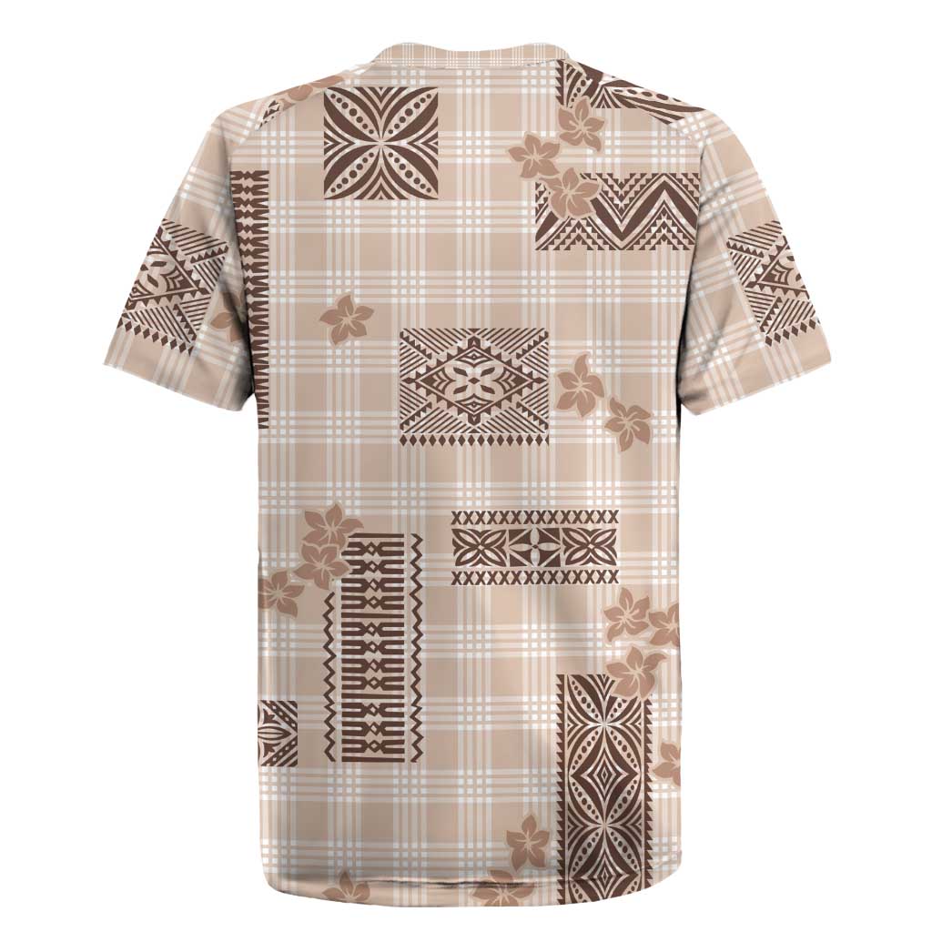 Hawaiian Quilt Tapa On Beige Palaka Motifs Rugby Jersey LT7 - Polynesian Pride