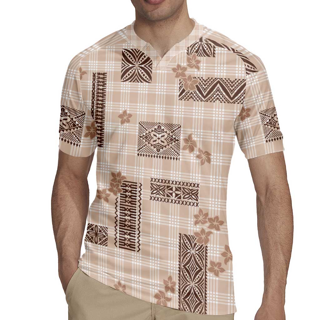Hawaiian Quilt Tapa On Beige Palaka Motifs Rugby Jersey LT7 - Polynesian Pride
