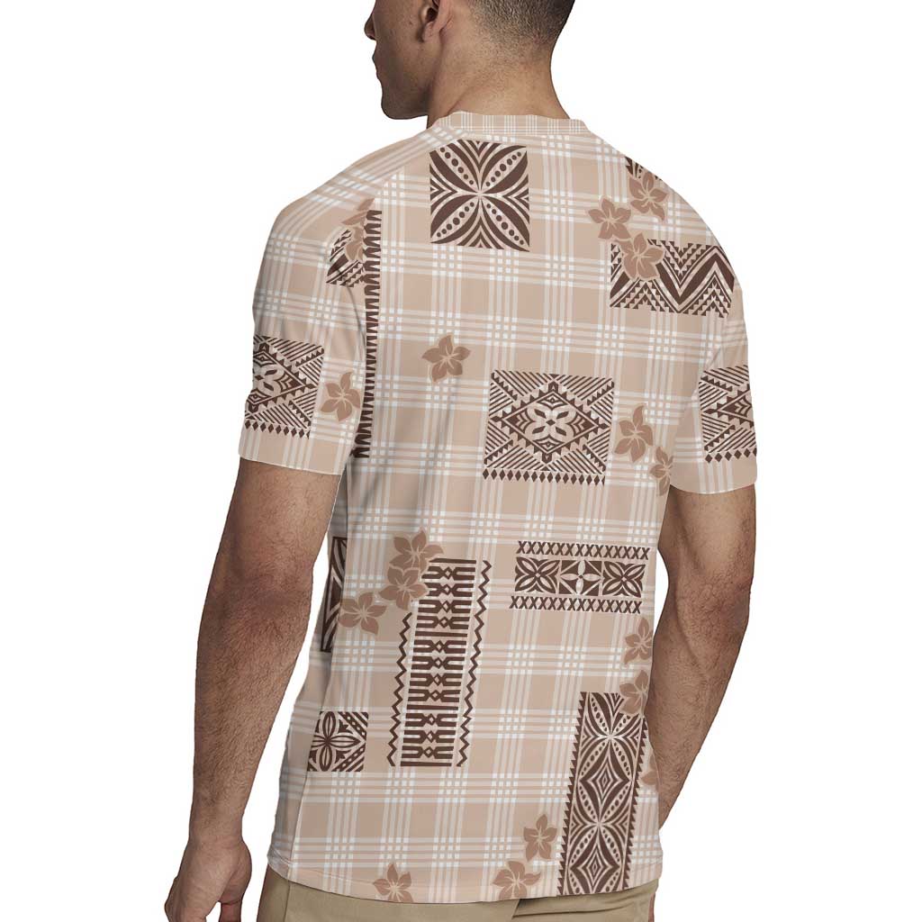 Hawaiian Quilt Tapa On Beige Palaka Motifs Rugby Jersey LT7 - Polynesian Pride