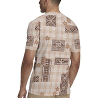 Hawaiian Quilt Tapa On Beige Palaka Motifs Rugby Jersey LT7 - Polynesian Pride
