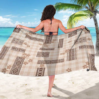 Hawaiian Quilt Tapa On Beige Palaka Motifs Sarong LT7 - Polynesian Pride